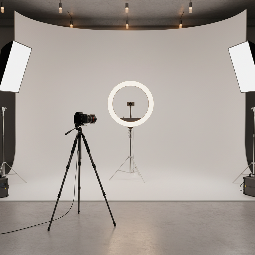 clean professional id photo setup in a modern phot